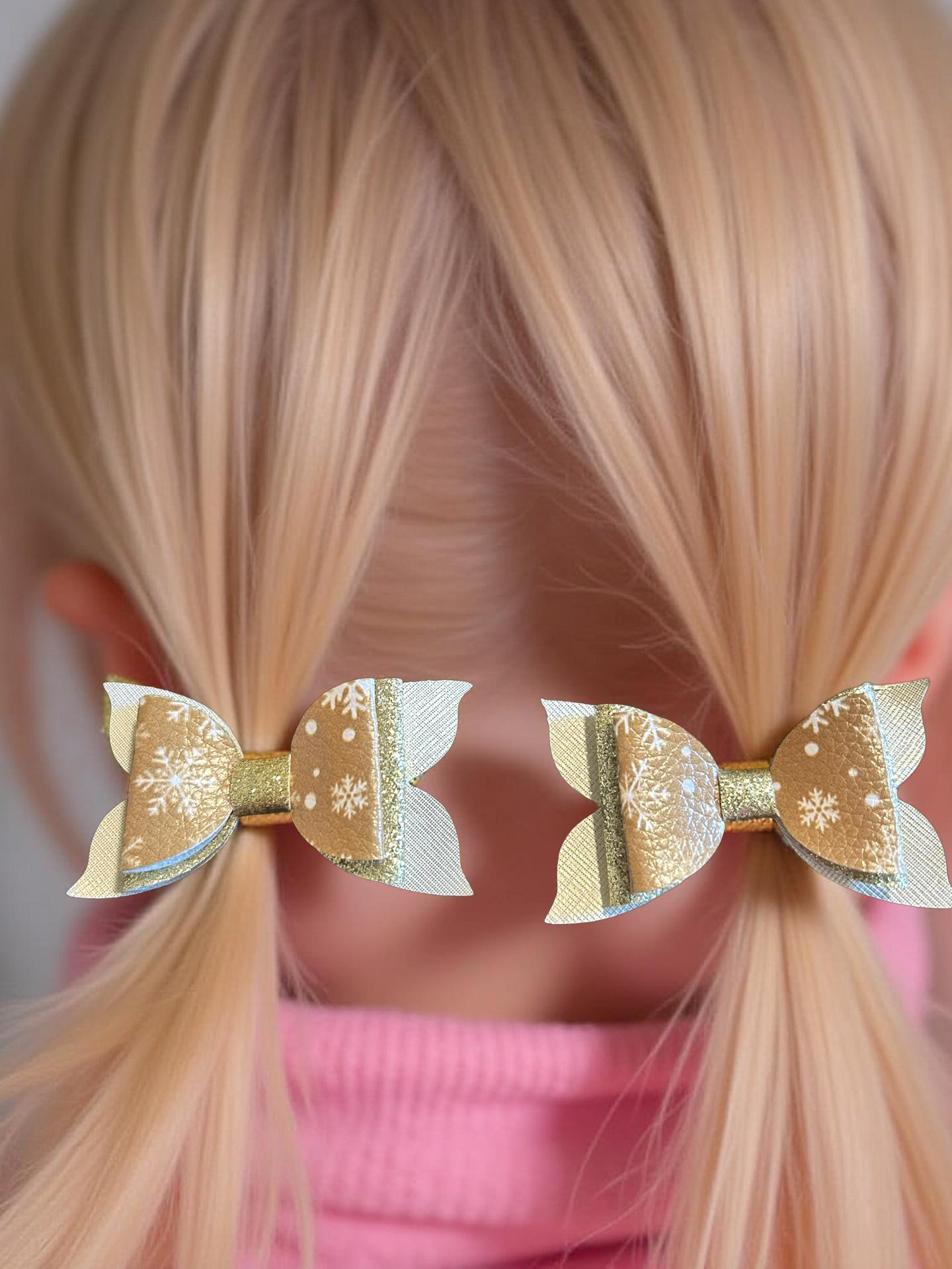 Golden Snowflakes Bite - Size Bows