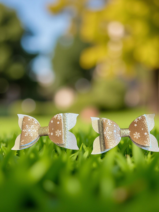 Golden Snowflakes Bite - Size Bows