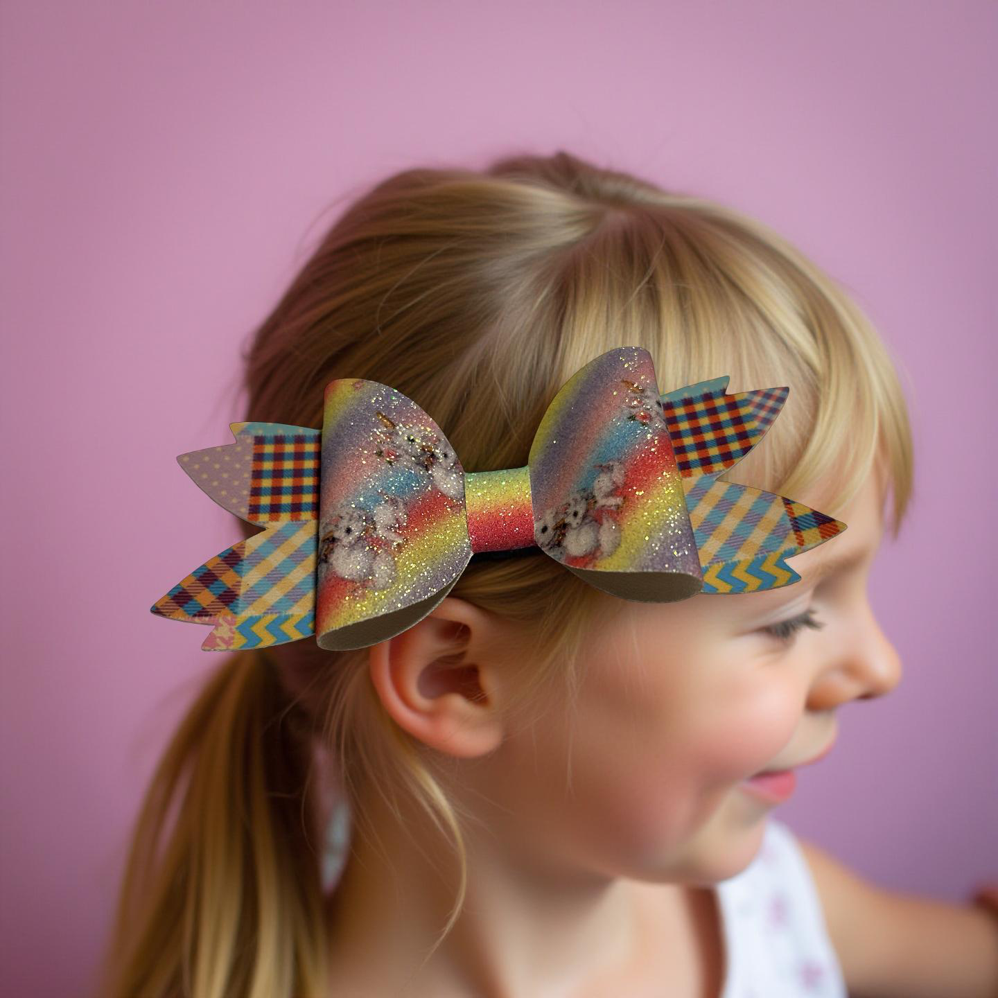Rainbow Razzle Hairbow