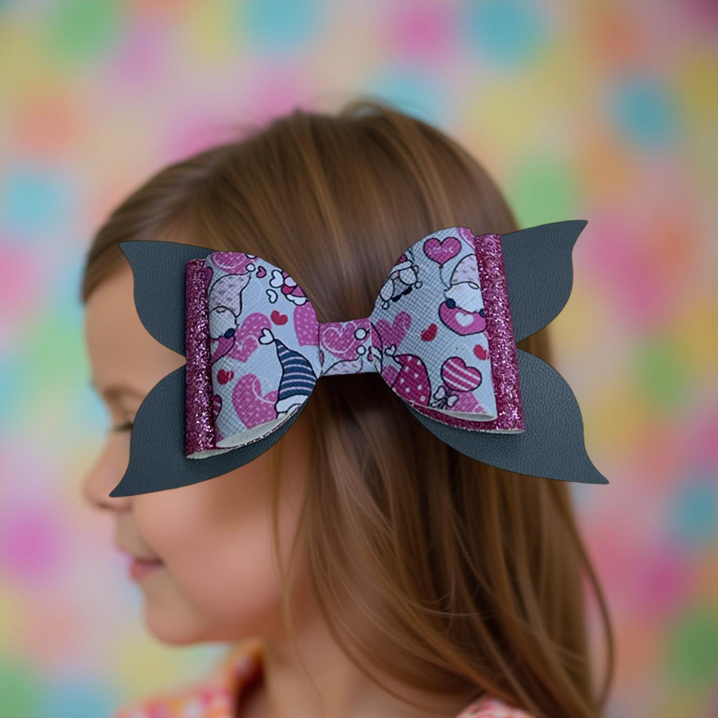Love Gnome Glitter Bow