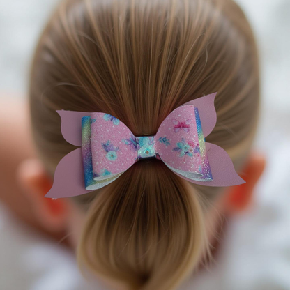 Floral Glitter Garden Hairbow