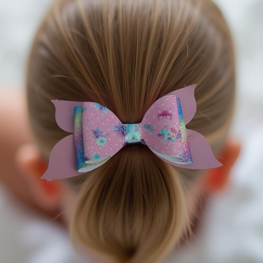 Floral Glitter Garden Hairbow