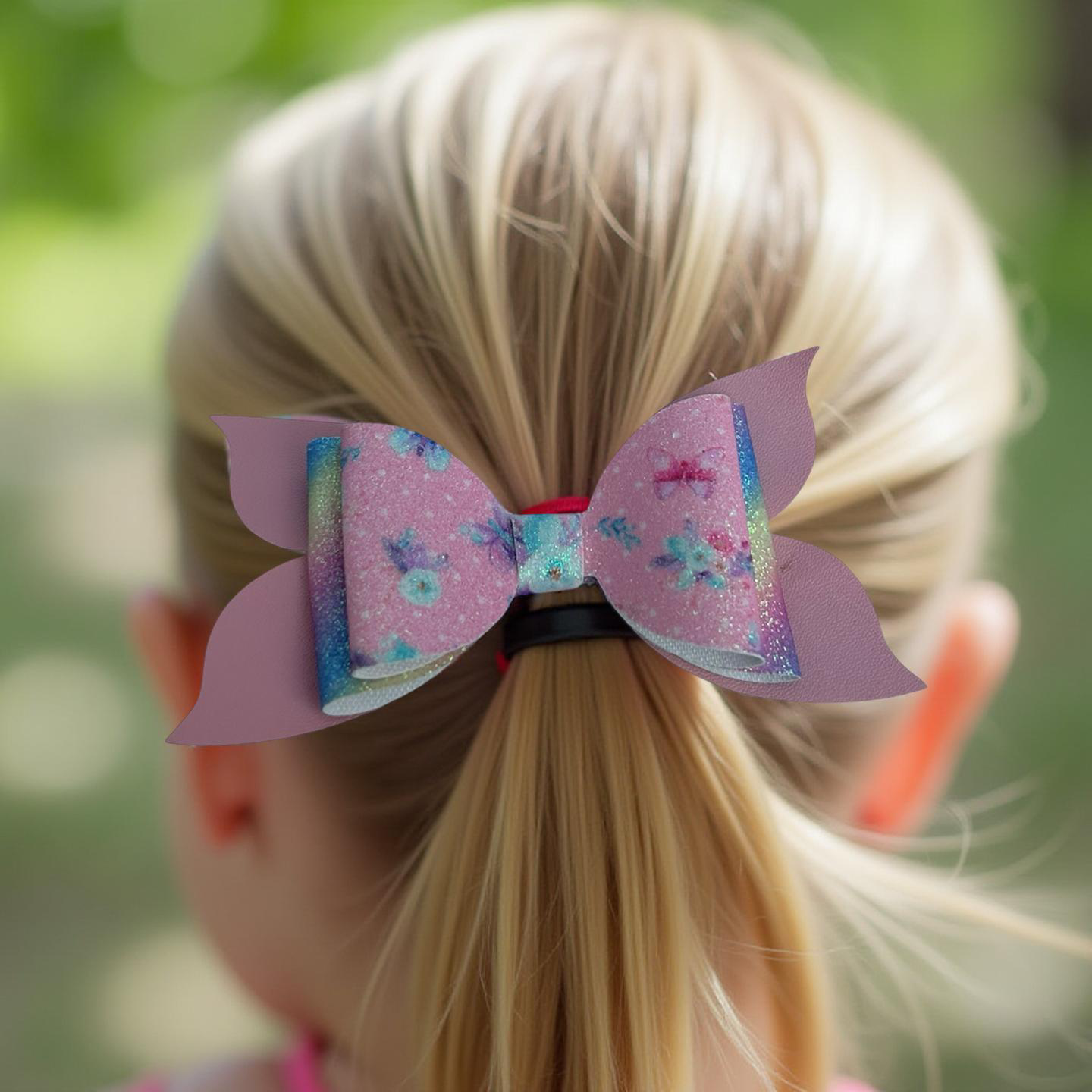 Floral Glitter Garden Hairbow