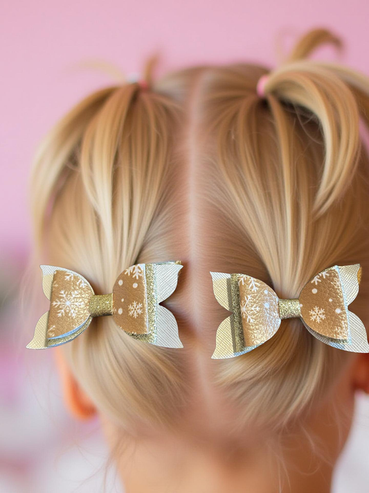 Golden Snowflakes Bite - Size Bows