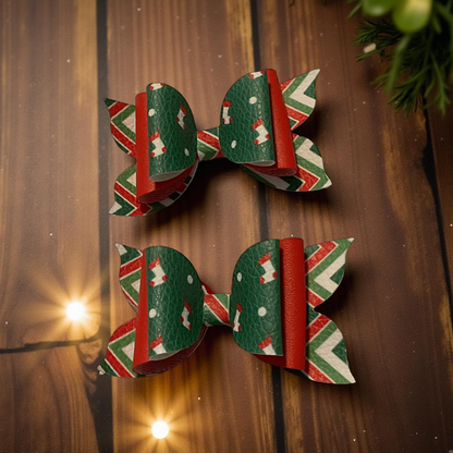 Holiday Stocking & Plaid Bite - Size Bows