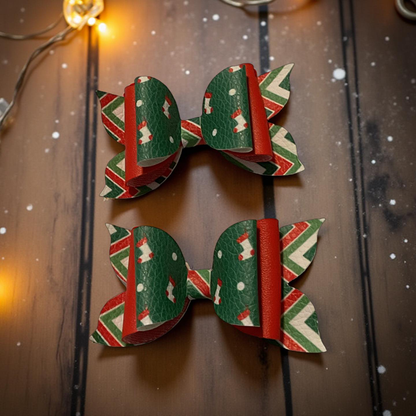 Holiday Stocking & Plaid Bite - Size Bows