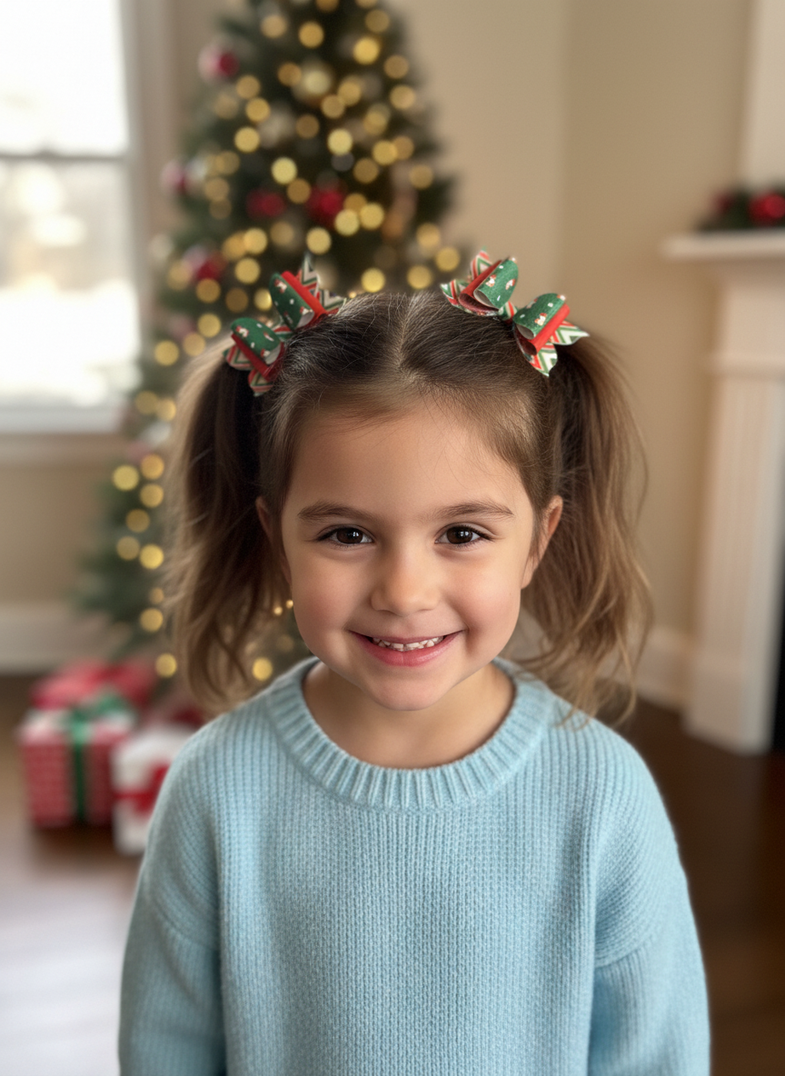 Holiday Stocking & Plaid Bite - Size Bows