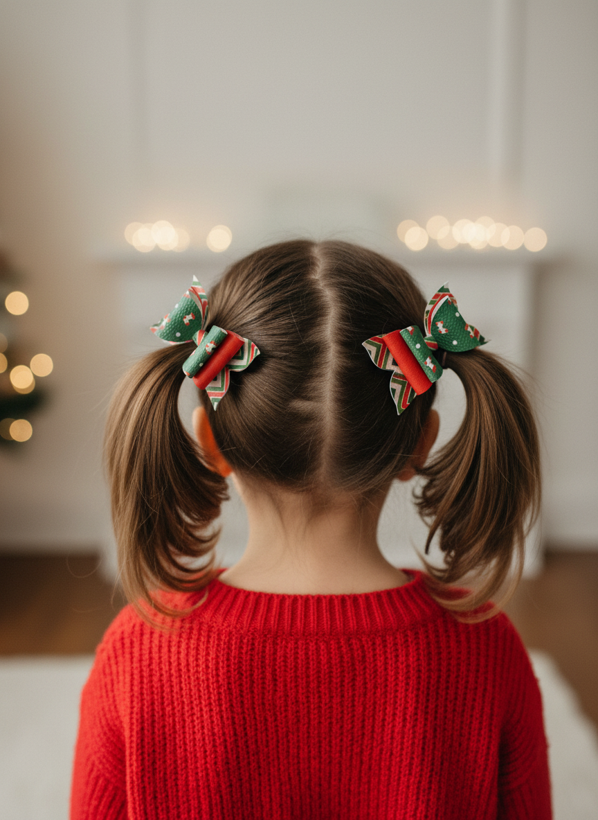 Holiday Stocking & Plaid Bite - Size Bows