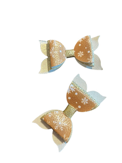 Golden Snowflakes Bite - Size Bows