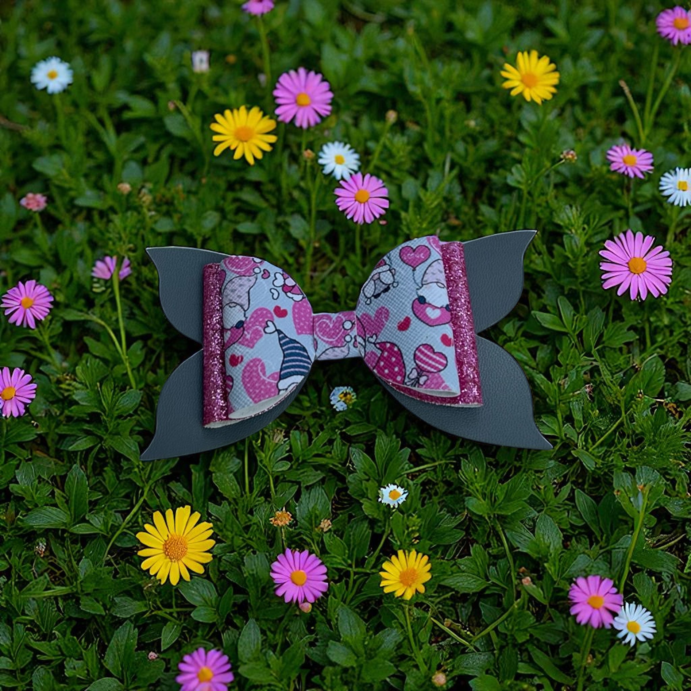 Love Gnome Glitter Bow
